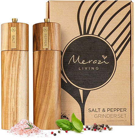 Merazi Living Acacia Wood Salt & Pepper Grinders