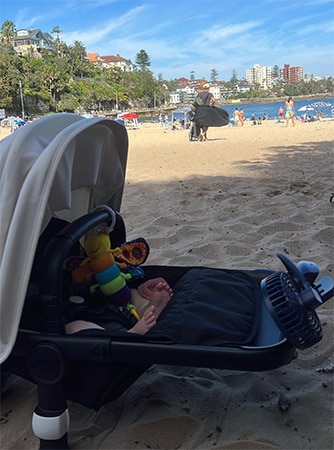 Bugaboo Fox 2 Review - pram on the sand