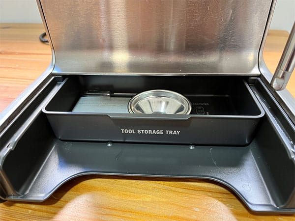 Breville the Duo Temp Pro Espresso Machine Review - storage tray